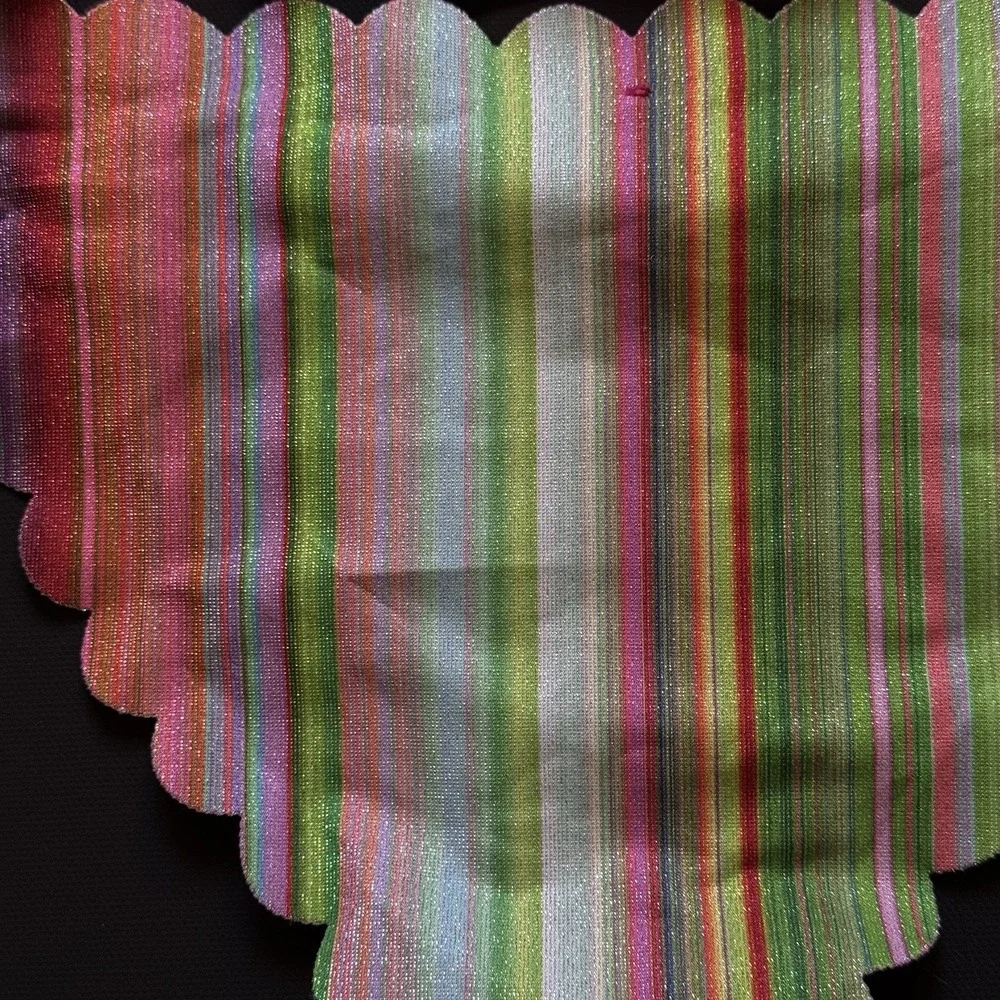 PilyQ Girls 16 Retro Stripe Seamless Scallop High Neck Bikini‎ Reversible NWT
